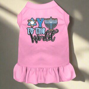 Hanukkah Dog Dress 2XL | “Oy to the World” | 20–25 lbs | Funny Pet Dress